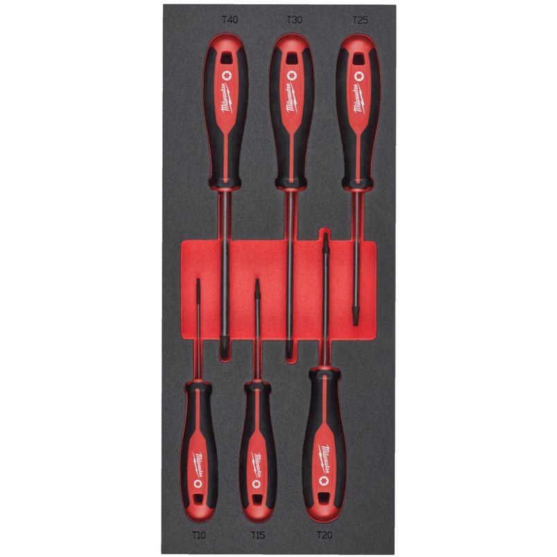 Pěnová vložka MILWAUKEE se sadou šroubováků TRI-LOBE TX 6 ks