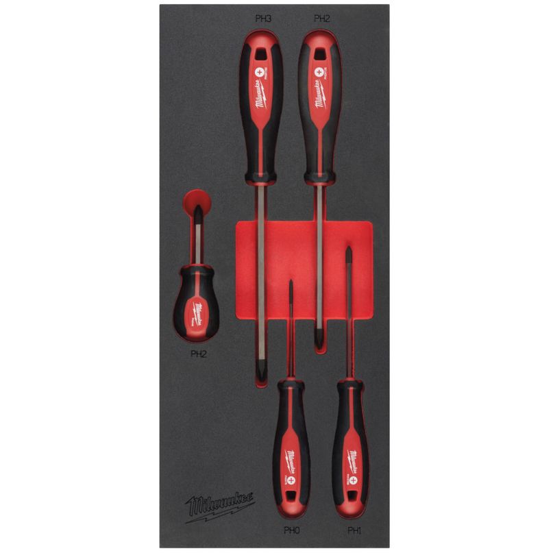 Pěnová vložka MILWAUKEE se sadou šroubováků TRI-LOBE PH 5 ks