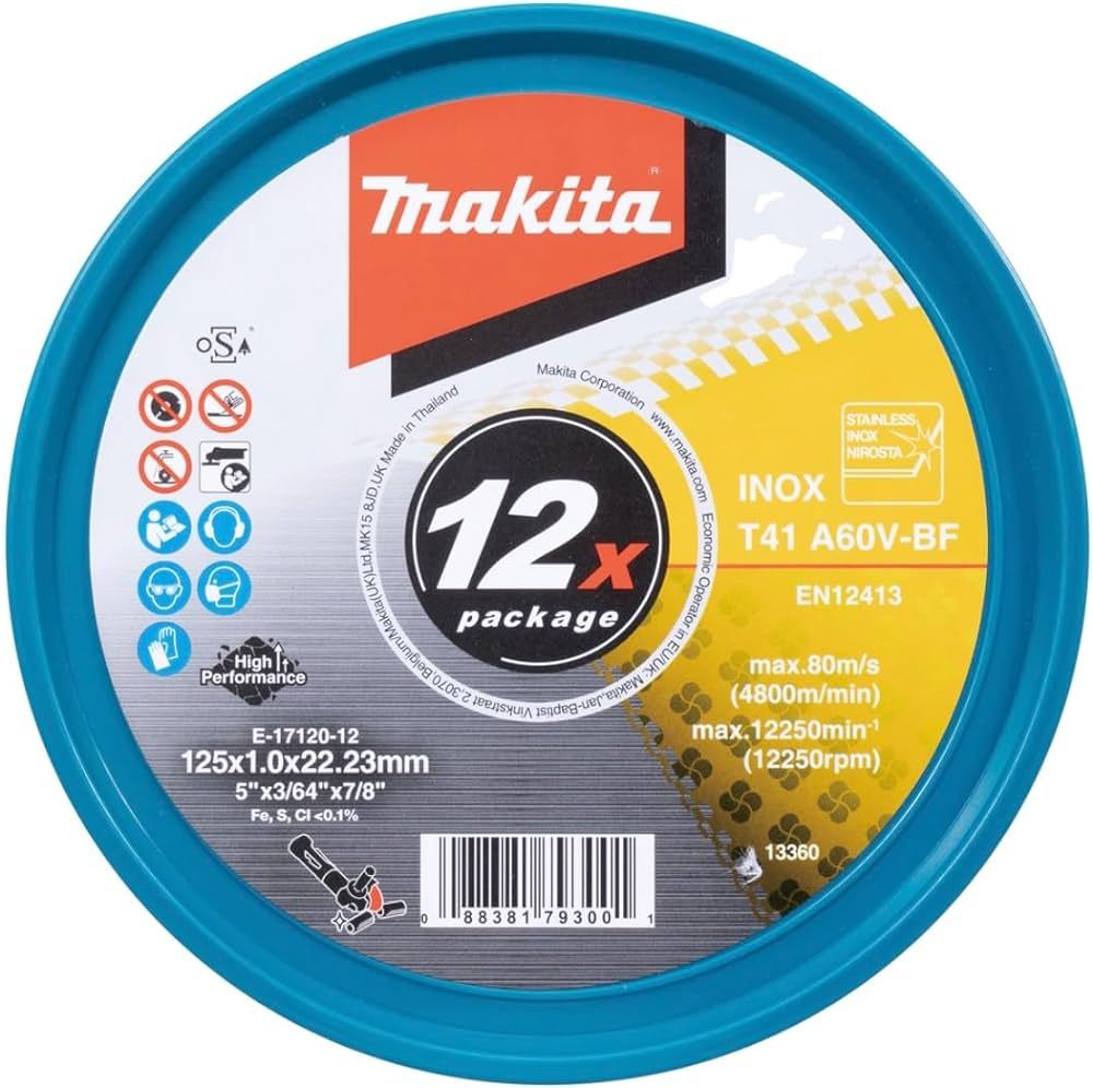 Sada řezných kotoučů na nerez MAKITA 125x1,0x22,23 mm 12 ks