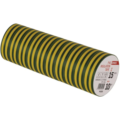 Izolační páska EMOS PVC 15 mm / 10 m zelenožlutá 10 ks