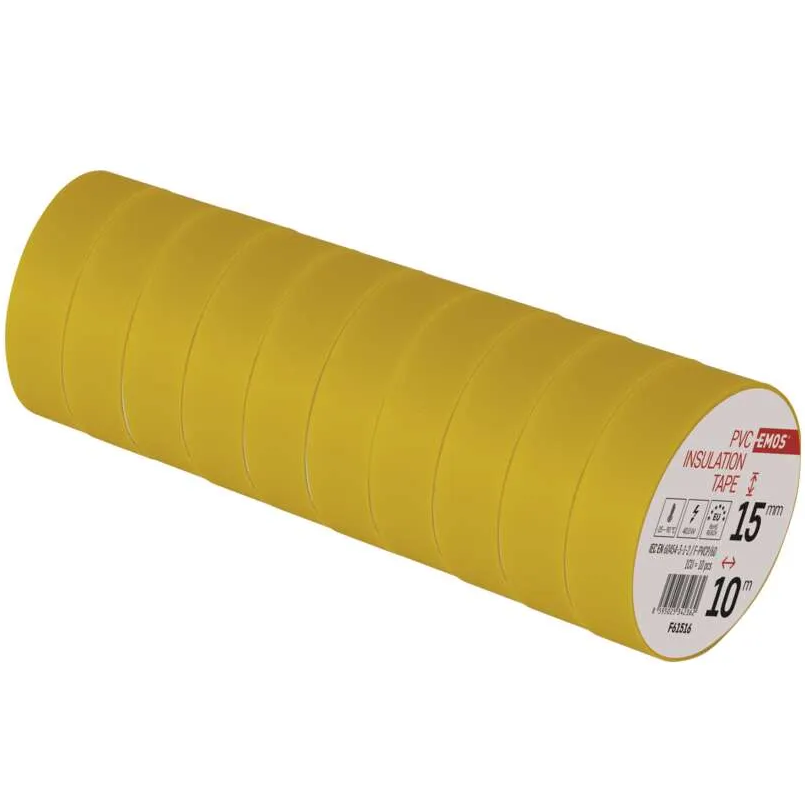 Izolační páska EMOS PVC 15 mm / 10 m žlutá 10 ks