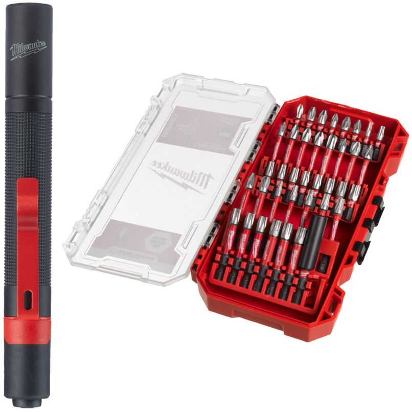 Sada bitů MILWAUKEE SHOCKWAVE IMPACT DUTY s tužkovou svítilnou 39 ks