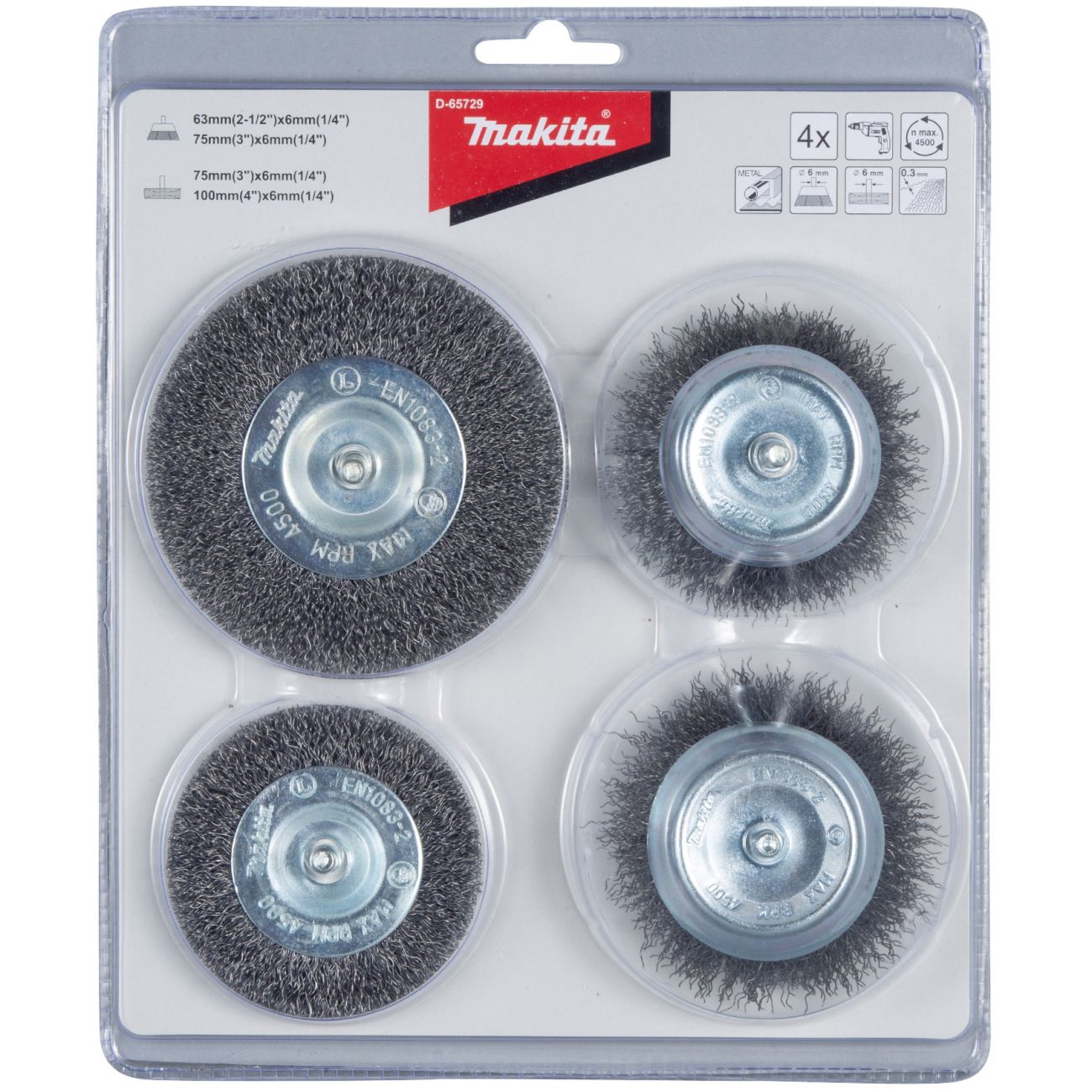 Sada ocelových kartáčů MAKITA 4 ks D-65729