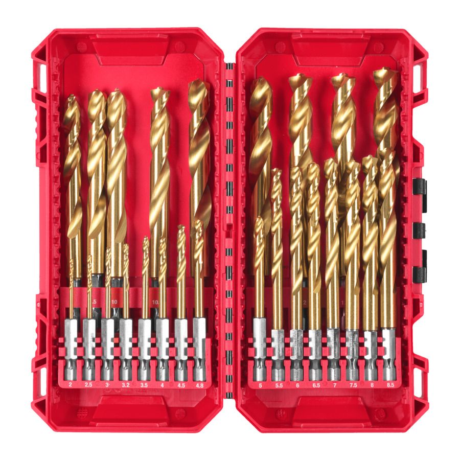 Sada vrtáků do kovu MILWAUKEE HSS-G TIN RED HEX SET 25 ks