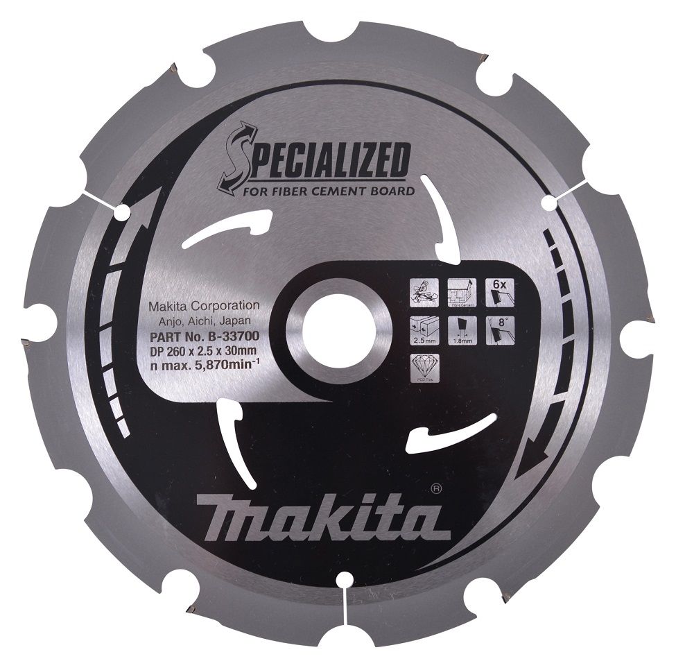 Pilový kotouč MAKITA PCD na vláknocementové desky 260x30 mm 6 zubů