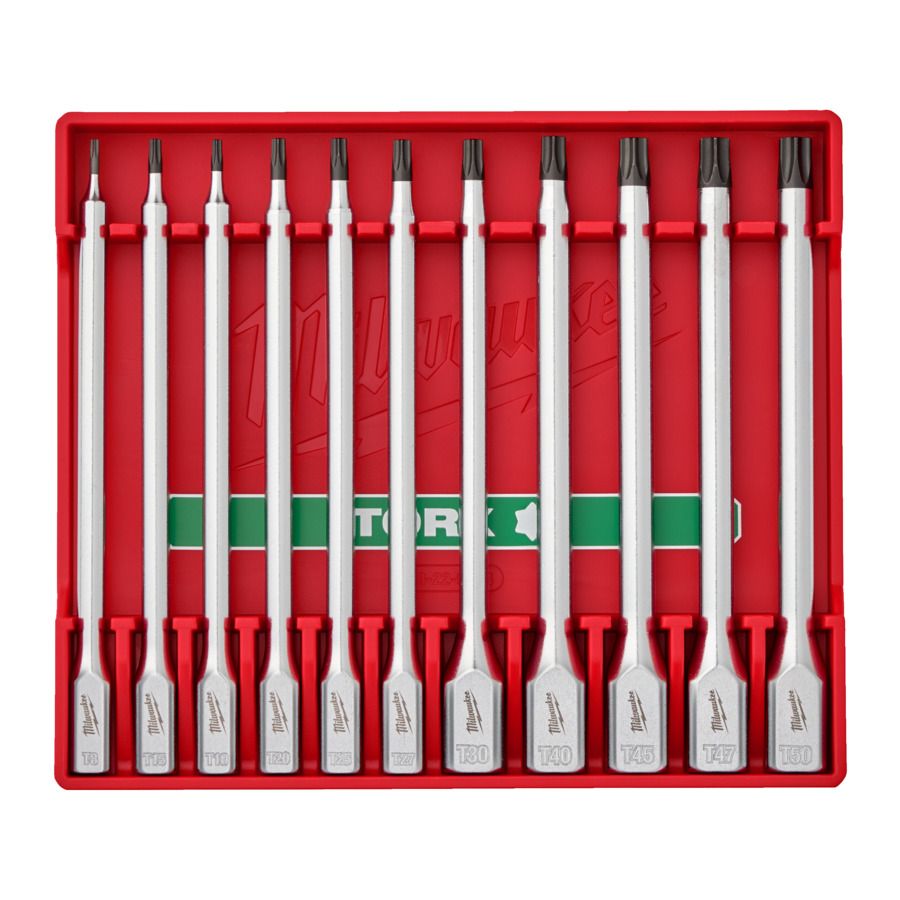 Sada prodloužených hlavic s bity MILWAUKEE TX 1/4″ a 3/8″ 11 ks 4932500431