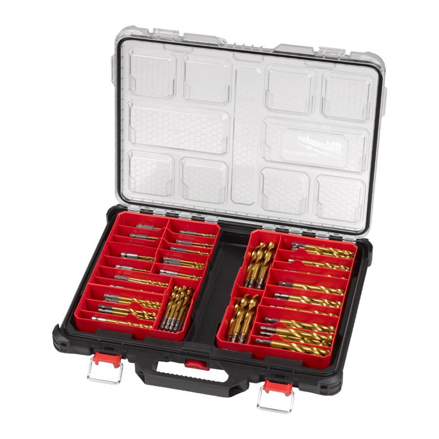 Sada vrtáků do kovu MILWAUKEE HSS-G TIN RED HEX PACKOUT 220 ks 4932502132