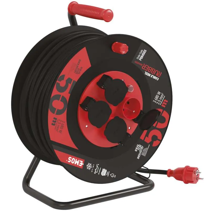 Prodlužovací kabel na bubnu EMOS GUMA / NEOPREN 4 zásuvky 2,5 mm² 50 m