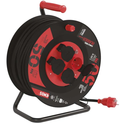 Prodlužovací kabel na bubnu EMOS GUMA / NEOPREN 4 zásuvky 2,5 mm² 50 m