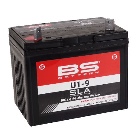 Baterie do traktoru BS U1-9 SLA 12V/28Ah + vlevo
