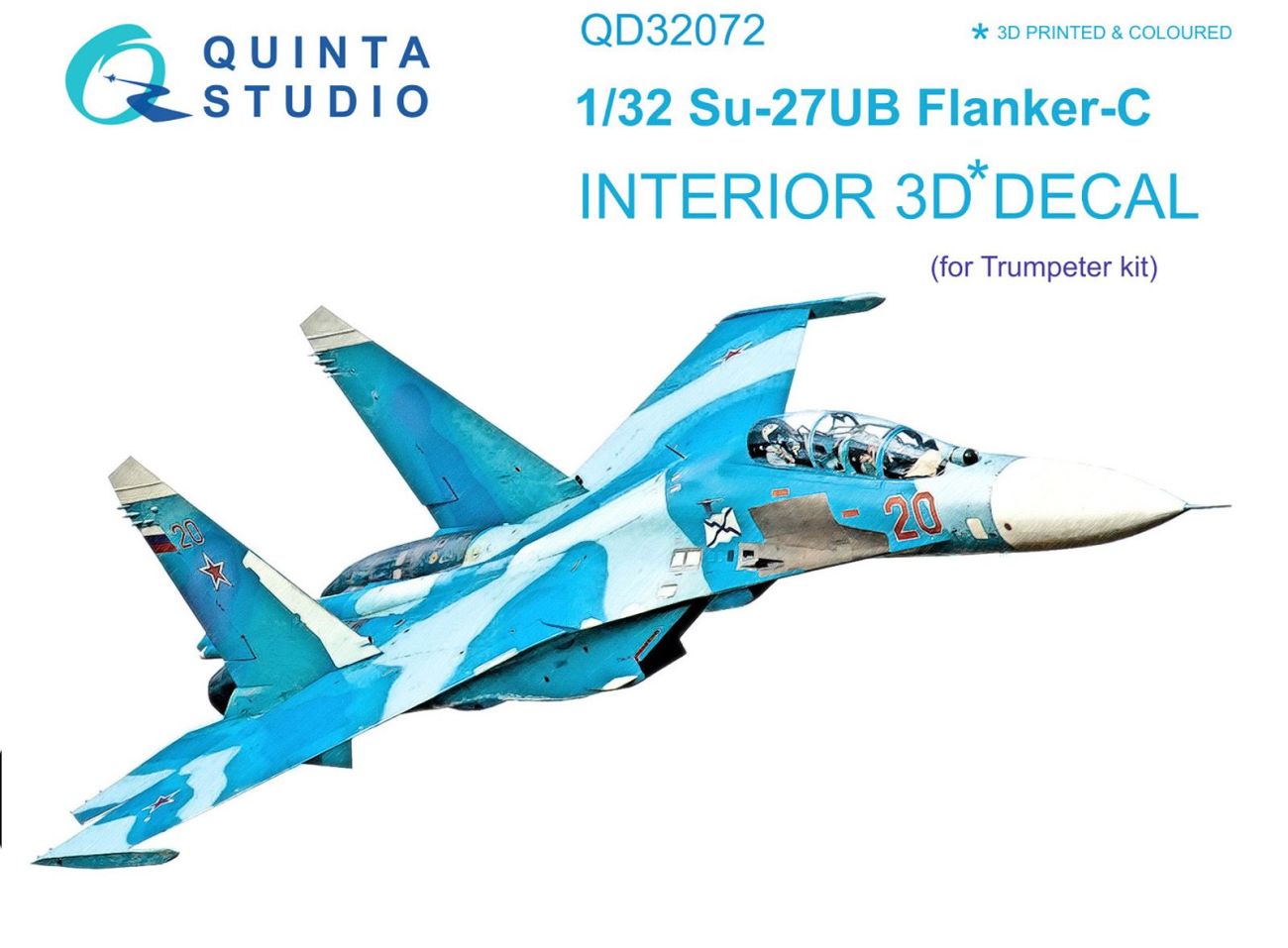 1:32 Su-27UB 3D-Printed & coloured Interior on decal paper