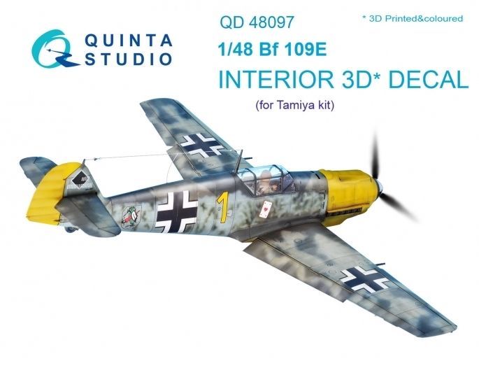 1:48 Bf-109E-3/Bf-109E-4 3D-Printed & coloured Interior on decal paper
