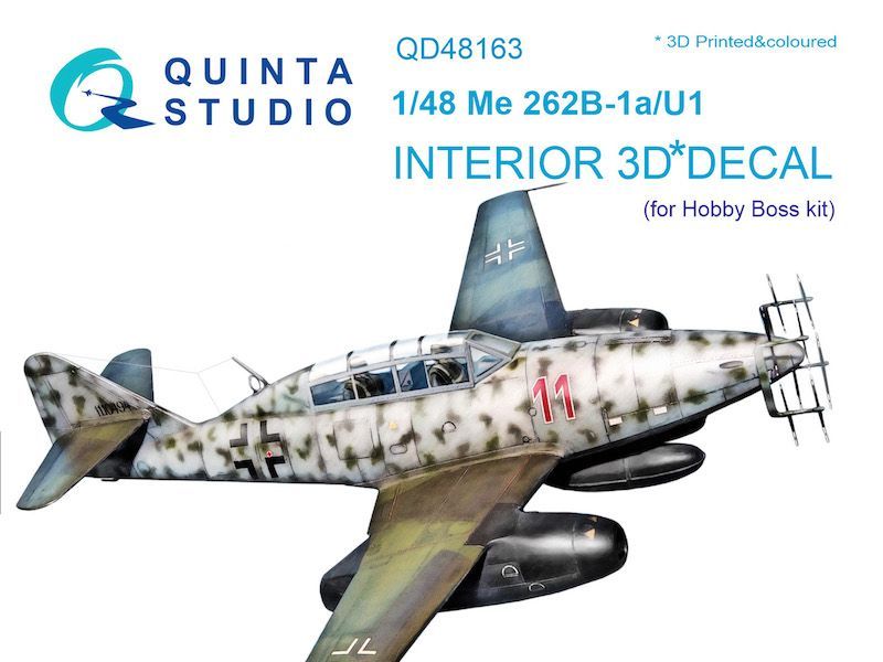 1:48 Me-262B-1a/U1 3D-Printed & coloured Interior on decal paper