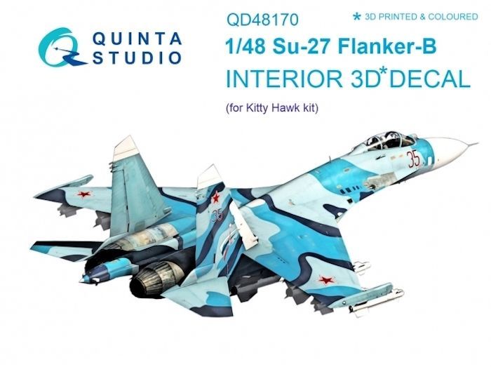 1:48 Sukhoi Su-27 3D-Printed & coloured Interior on decal paper