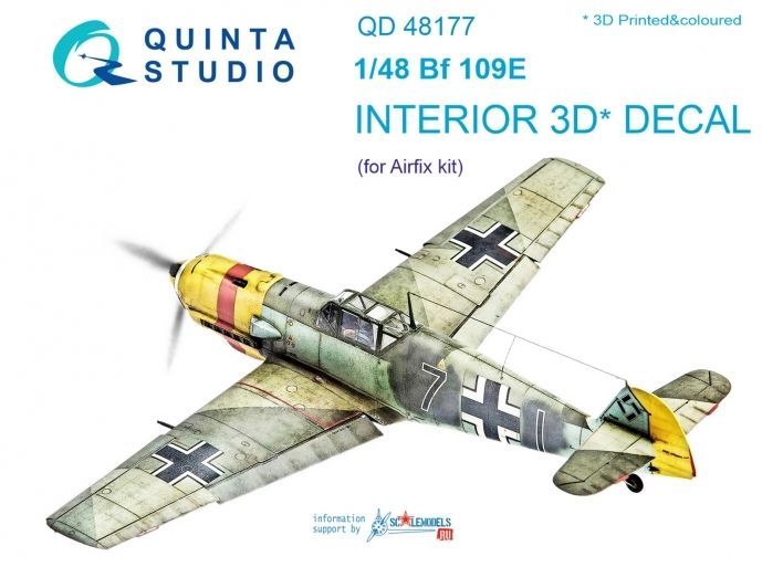1:48 Messerschmitt Bf-109E 3D-Printed & coloured Interior on decal paper