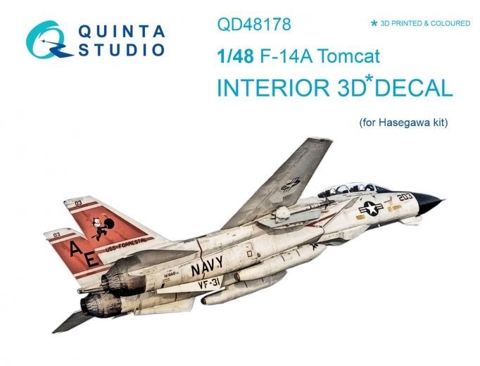 1:48 Grumman F-14A Tomcat 3D-Printed & coloured Interior on decal paper