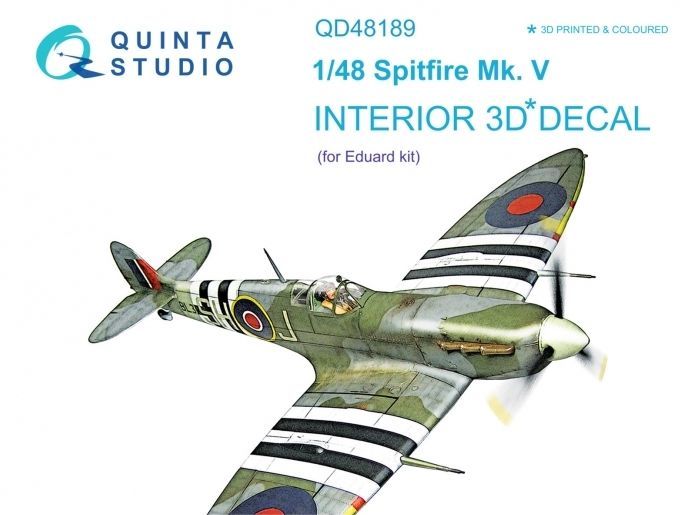 1:48 Supermarine Spitfire Mk.V 3D-Printed & coloured Interior on decal paper