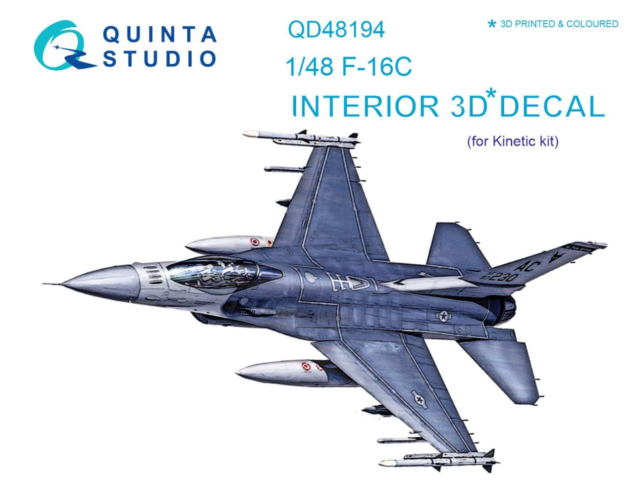1:48 Lockheed-Martin F-16C 3D-Printed & coloured Interior on decal paper
