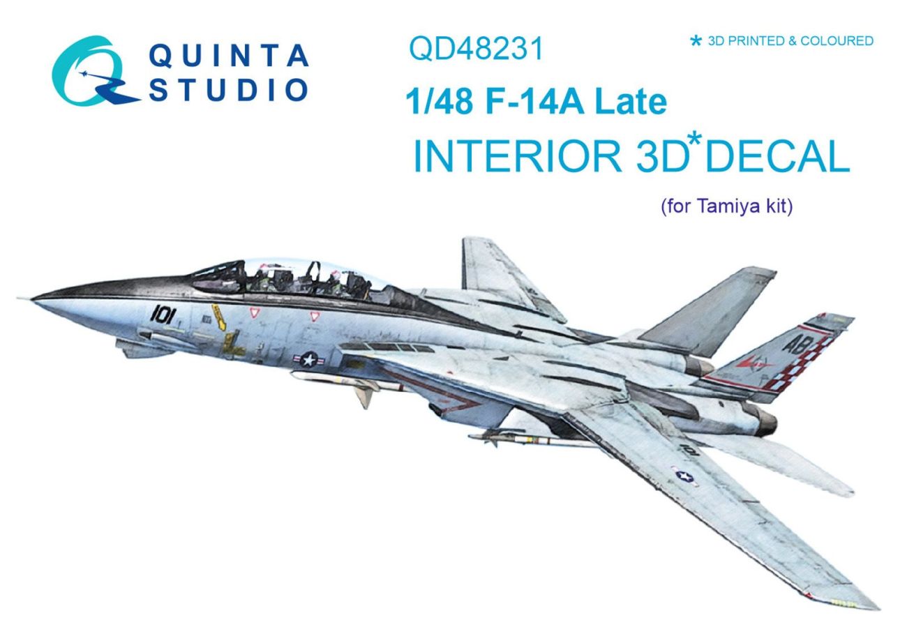 1:48 Grumman F-14A Tomcat Late version 3D-Printed & coloured Interior on decal paper