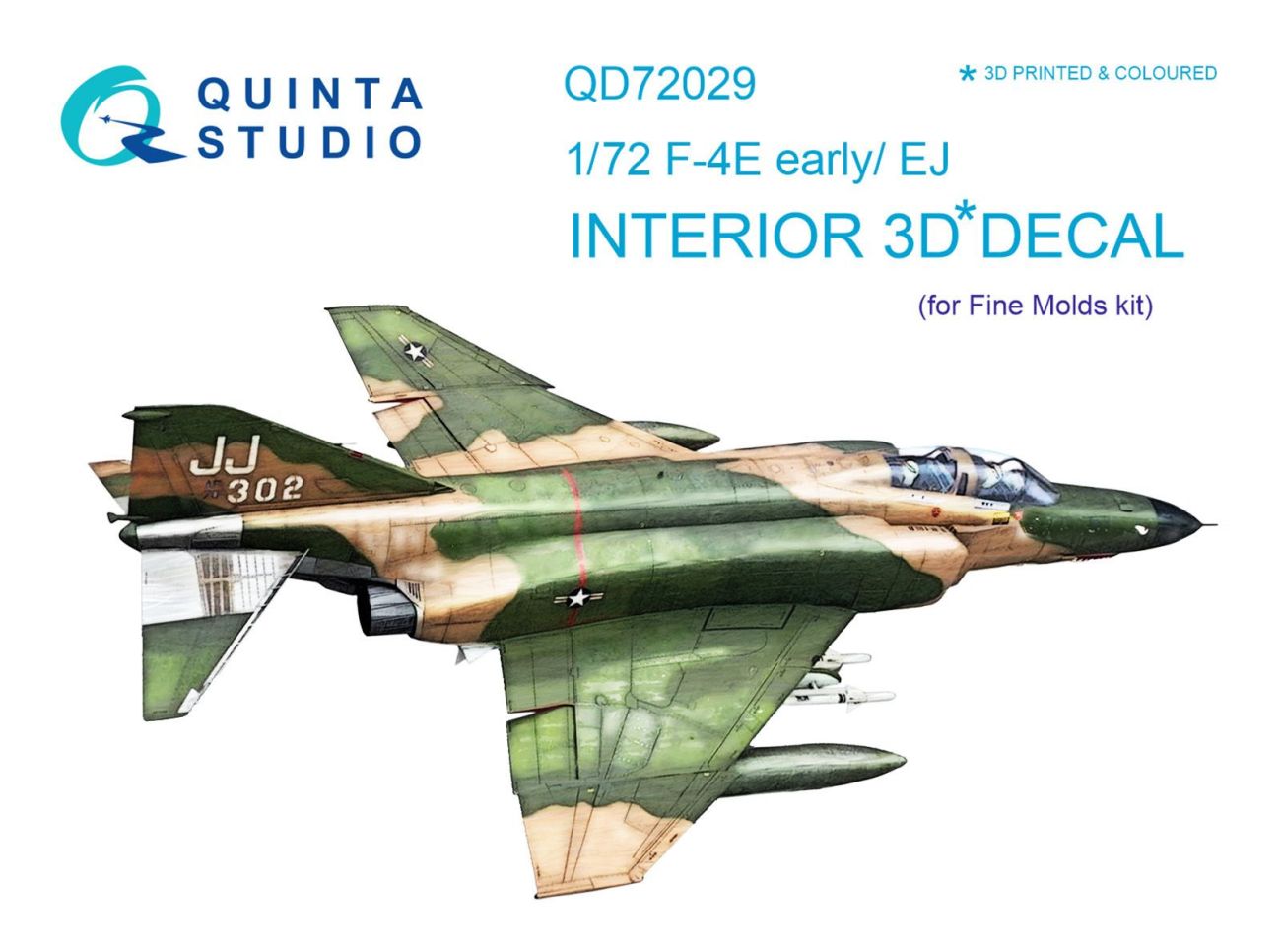 1:72 McDonnell F-4E early/F-4EJ Phantom 3D-Printed & coloured Interior on decal paper
