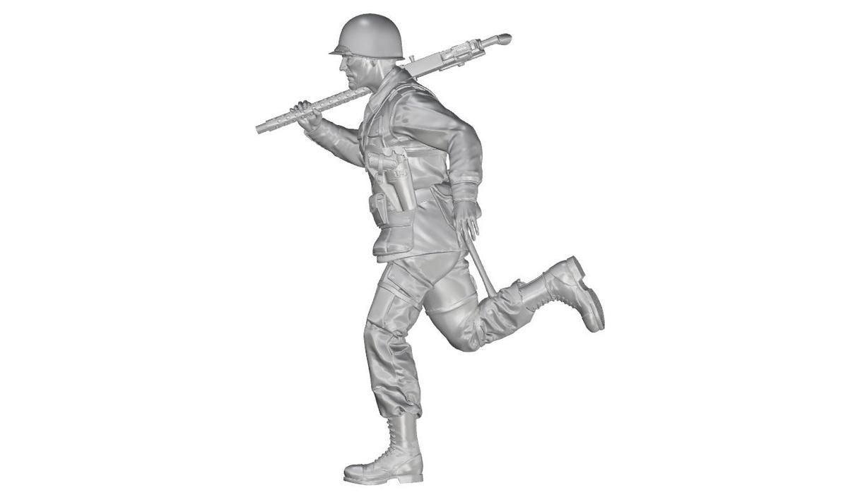 1:35 US WW2 Soldier (101 Airborne) Running with M2 Machine Gun over his Shoulder