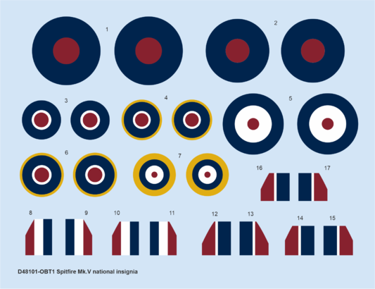 1:48 Spitfire Mk. V national insignia