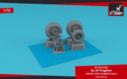 1:72 Sukhoj Su-25 Frogfoot wheels w/ weighted tires & mudguard