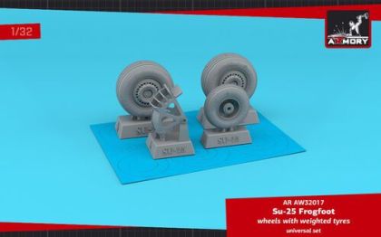 1:32 Sukhoj Su-25 Frogfoot wheels w/ weighted tires & mudguard