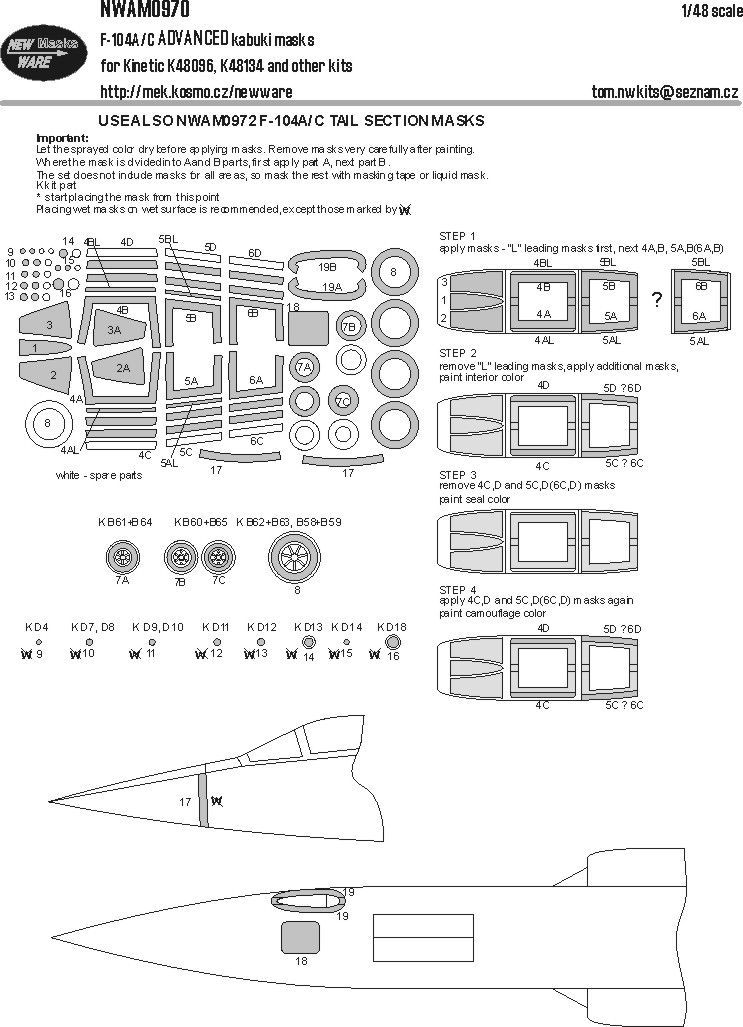 1:48 Lockheed F-104A/C Starfighter ADVANCED kabuki masks