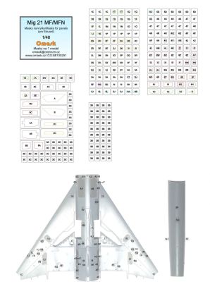1:48 Mig-21MF/MFN masky na krytky (pro Eduard)