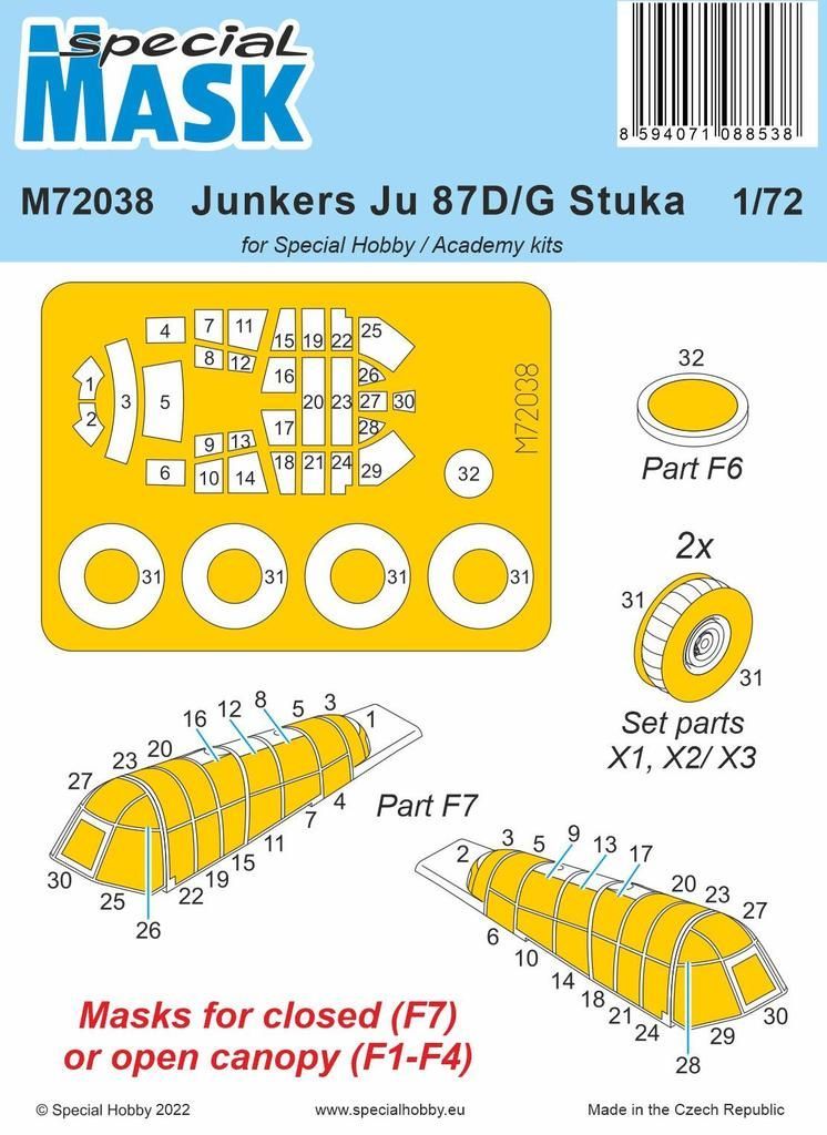 1:72 Junkers Ju 87D/G Stuka Mask / for Special Hobby and Academy kits