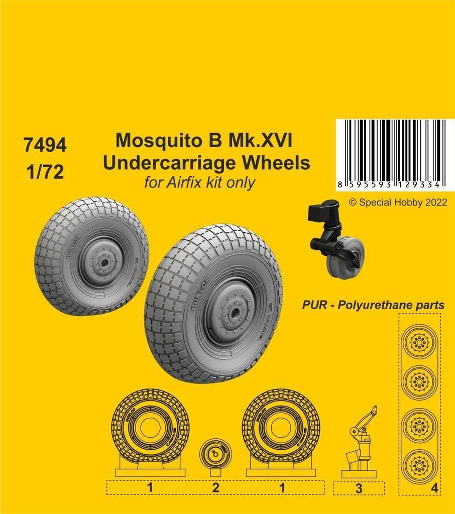 1:72 Mosquito B Mk.XVI Undercarriage Wheels / Airfix kit only