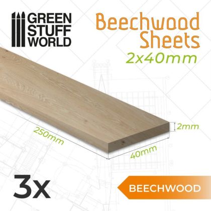 Beechwood sheet 2x40x250mm