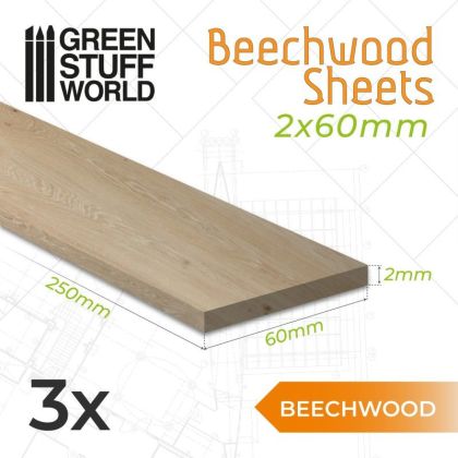 Beechwood sheet 2x60x250mm
