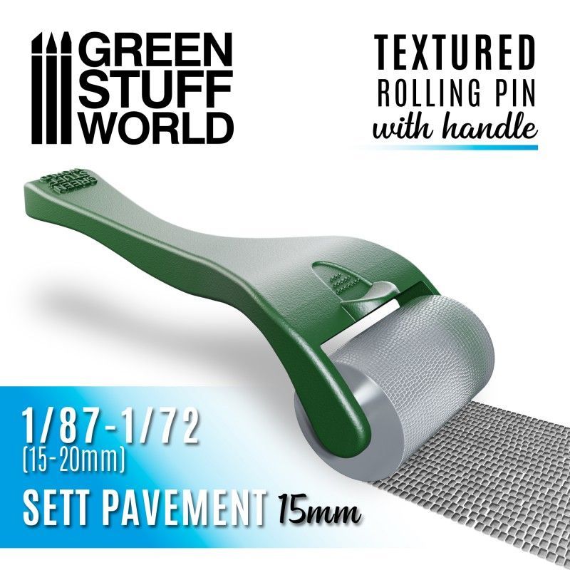 Rolling pin with Handle - Sett Pavement 15mm