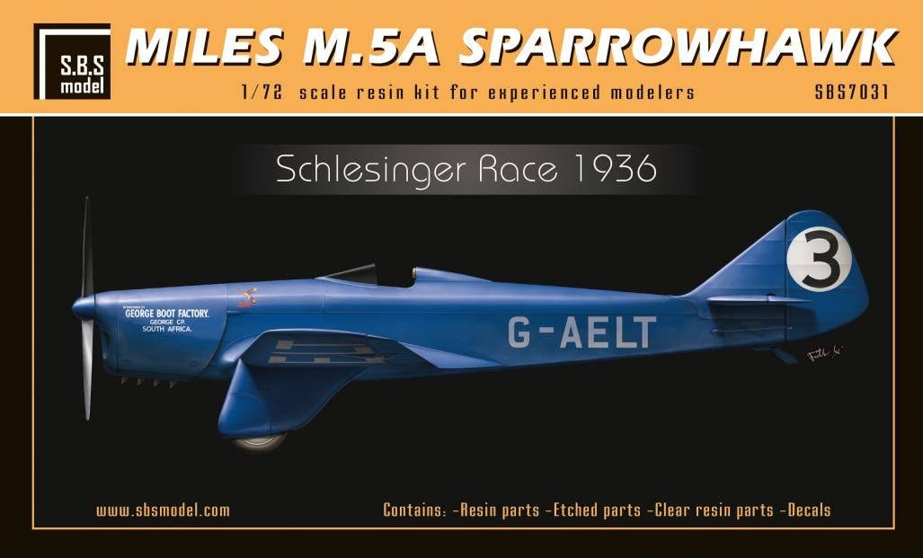 1:72 Miles M.5A Sparrowhawk 'Schlesinger Race'