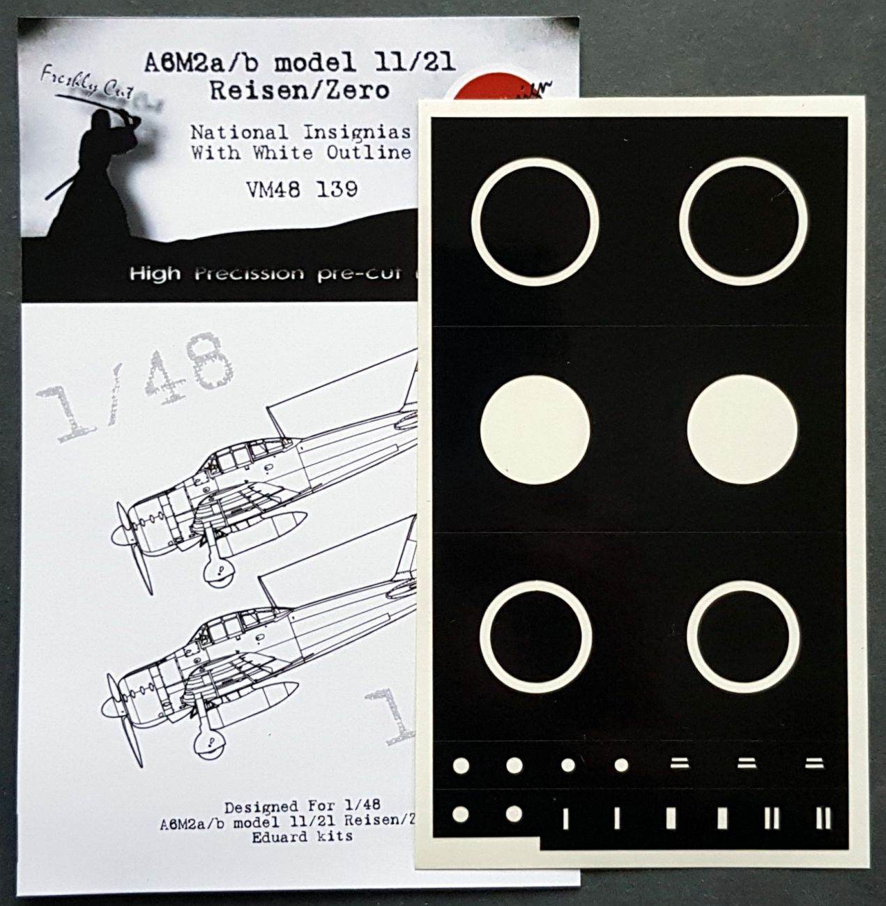 1:48 Mitsubishi A6M2a/b National Insignia with white outline