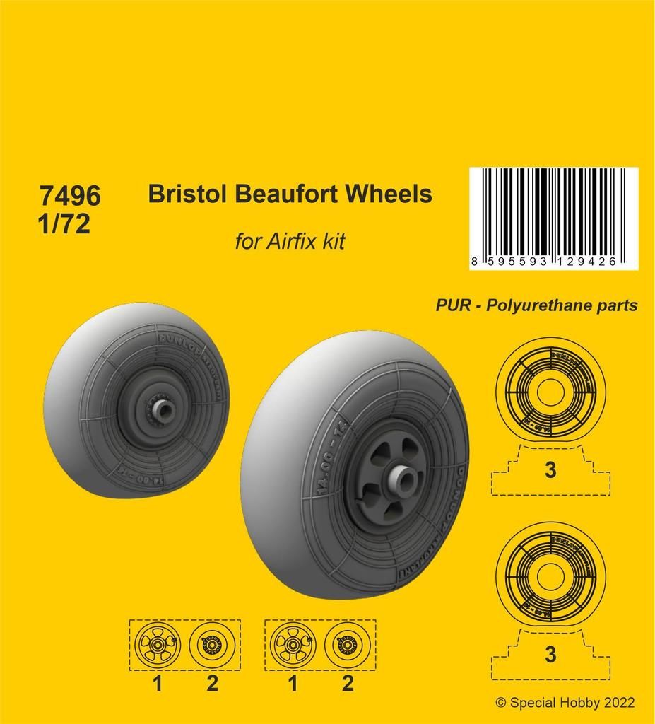 1:72 Bristol Beaufort Wheels for Airfix kit