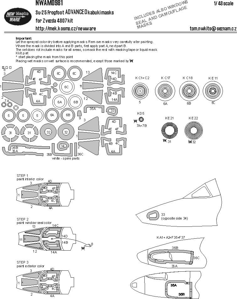 1:48 Su-25 Frogfoot Advanced kabuki masks