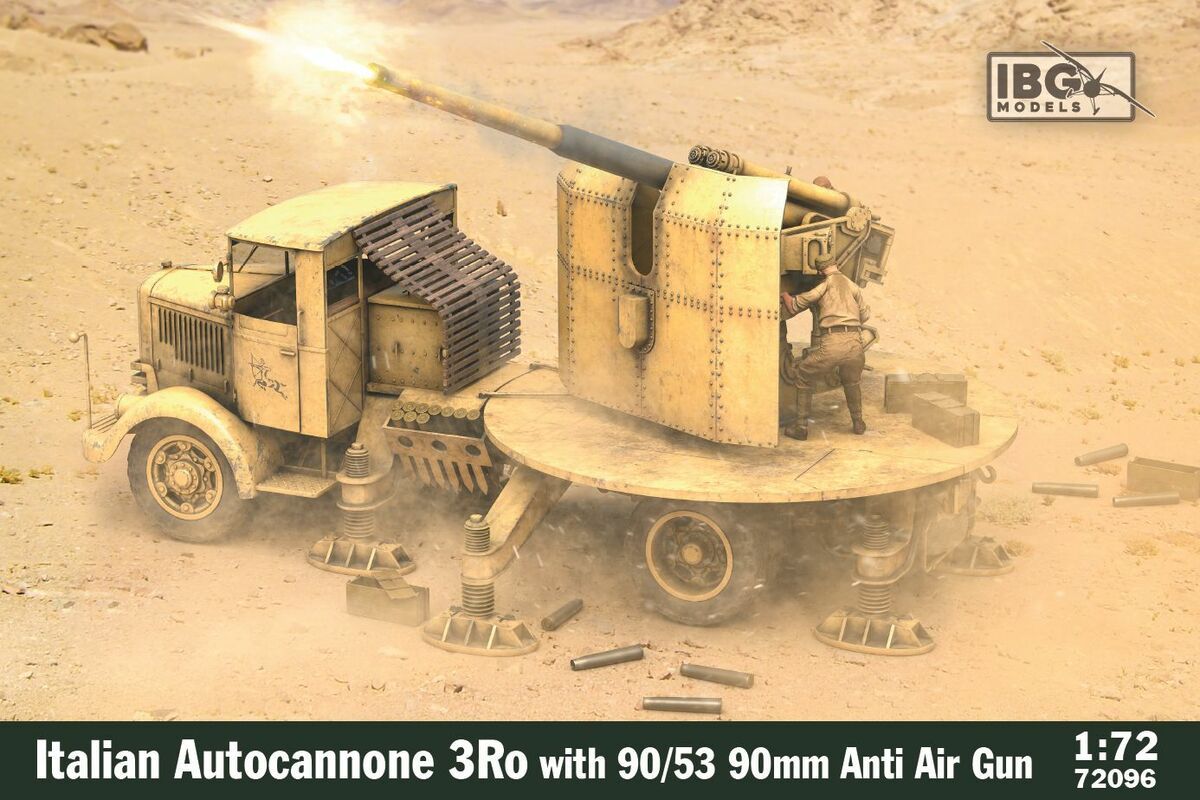 1:72  Italian Autocannone 3Ro with 90/53 90mm Anti Air Gun