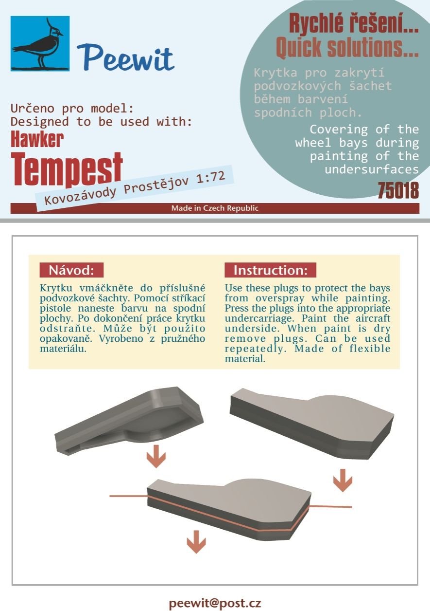 1:72 Hawker Tempest wheel-bay paint masking plugs