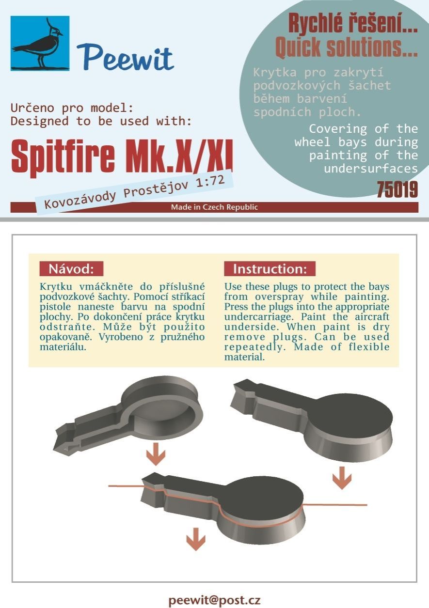 1:72 Spitfire Mk.X/Mk.XI wheel-bay paint masking plugs