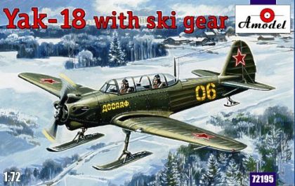 1:72 Soviet Yakovlev Yak-18 Tandem Two-Seat Trainer Aircraft on skis