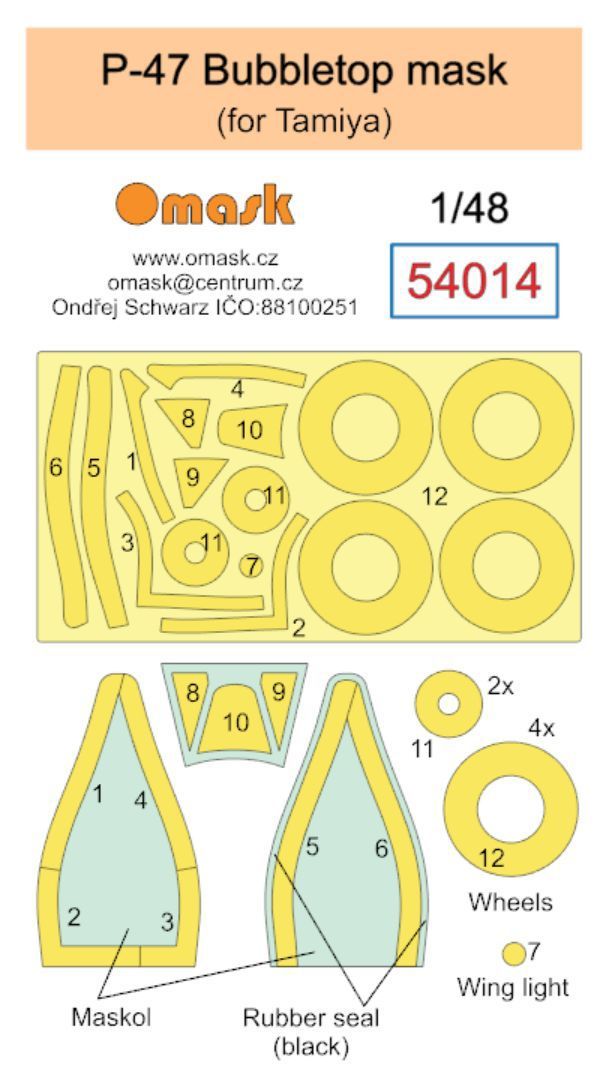 1:48 P-47 Bubbletop mask (for Tamiya)