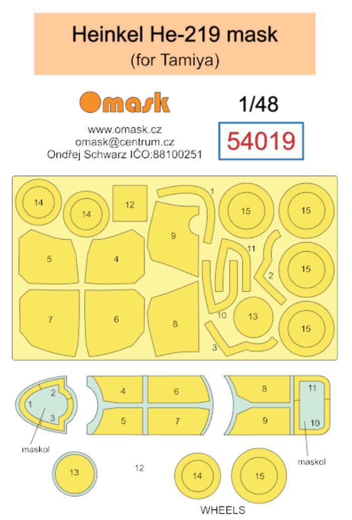 1:48 Heinkel He-219 mask (for Tamiya)