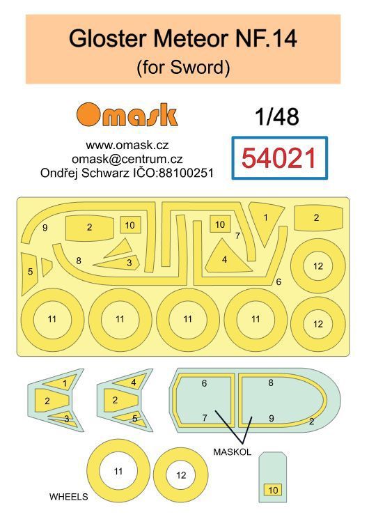 1:48 Gloster Meteor NF.14 mask (for Sword)