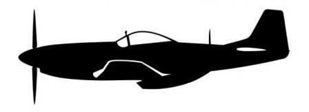 nálepka P-51D Mustang (15cm černá)