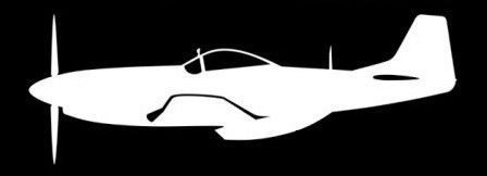 nálepka P-51D Mustang (15cm bílá)