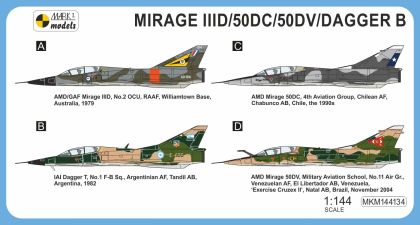 1:144 Mirage IIID/50DC/50DV/Dagger B Dvoumístný letoun ‚Austrálie & Jižní Amerika‘