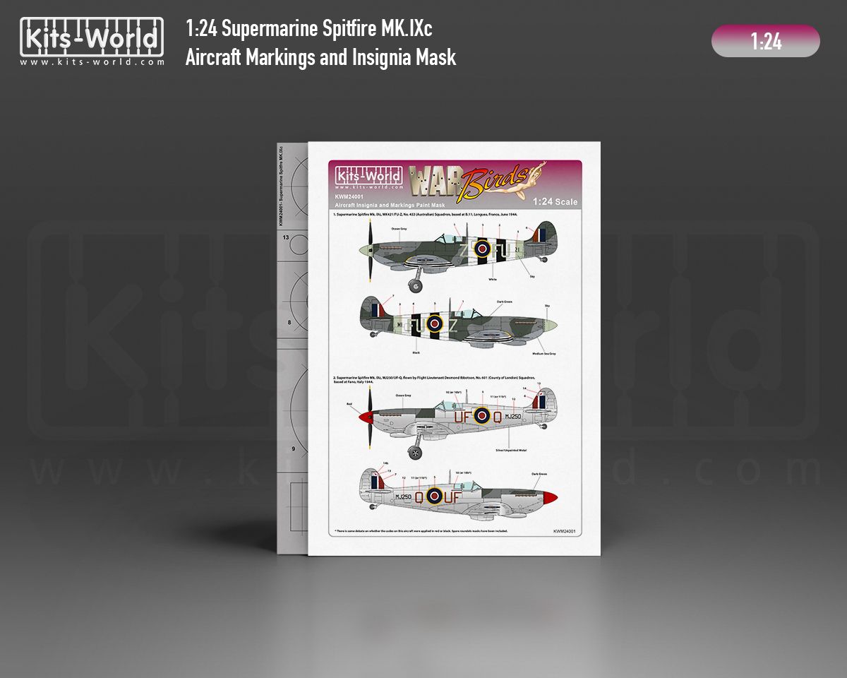 1:24 Scale Paint Mask Supermarine Spitfire Mk. IXc